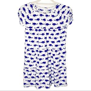 Girls Garnet Hill Blue Whale Dress Size 10